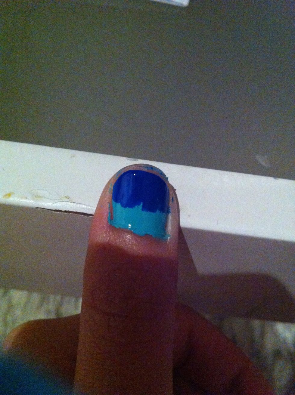 Now with the darkest shade roughly paint the tip of the your nail - doesn't have to be perfect!