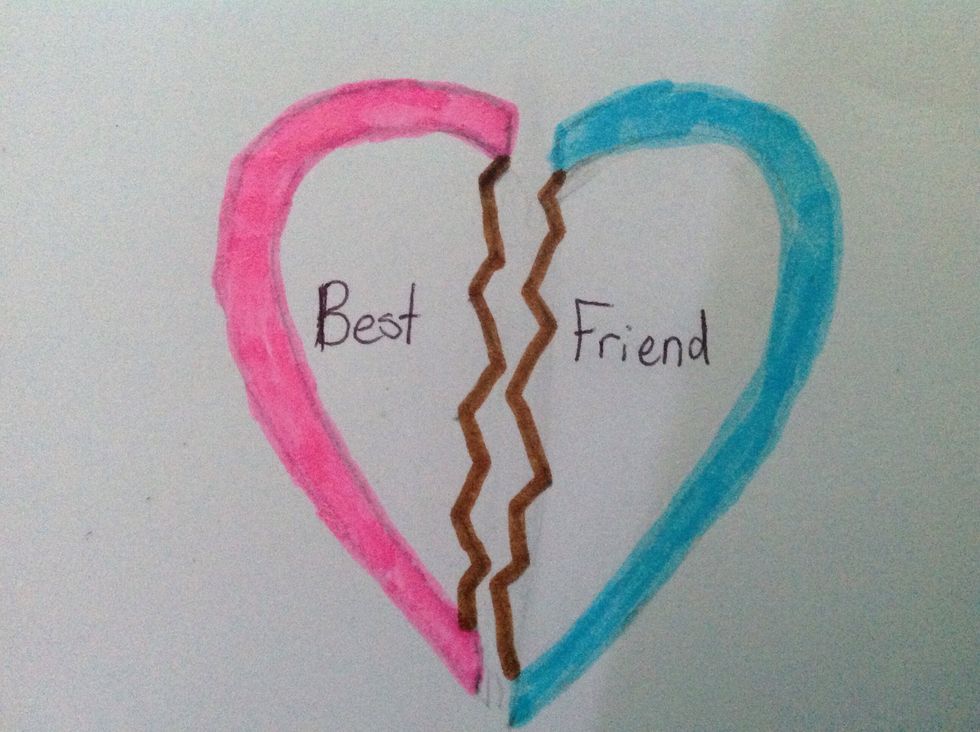 Now with the pen, write best friend or whatever you want the little words to be.