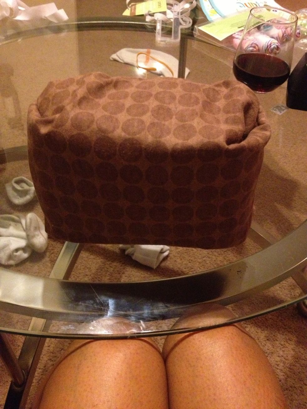 Now wrap with another receiving blanket.  Don't mind the glass of wine back there \ud83d\ude1d