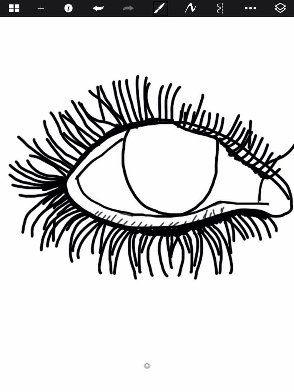 Now you add it then draw an eye shape inside the eye around the pupils at the bottom you draw  little tiny eyelashes