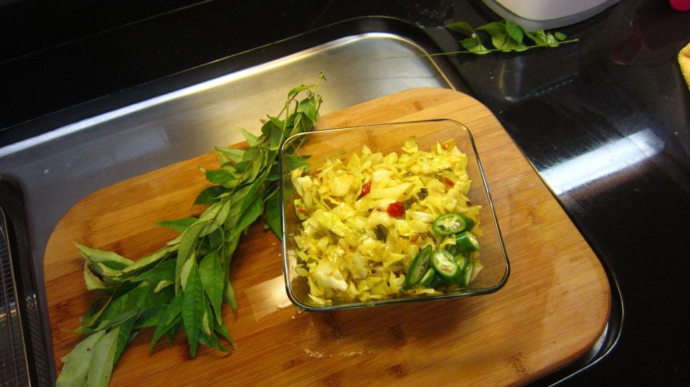 Now you are done. You can cut up some green chili on the side if you want. But they are hot. Serve with rice and maybe a nice beef or fish curry. Simple yet tasty.