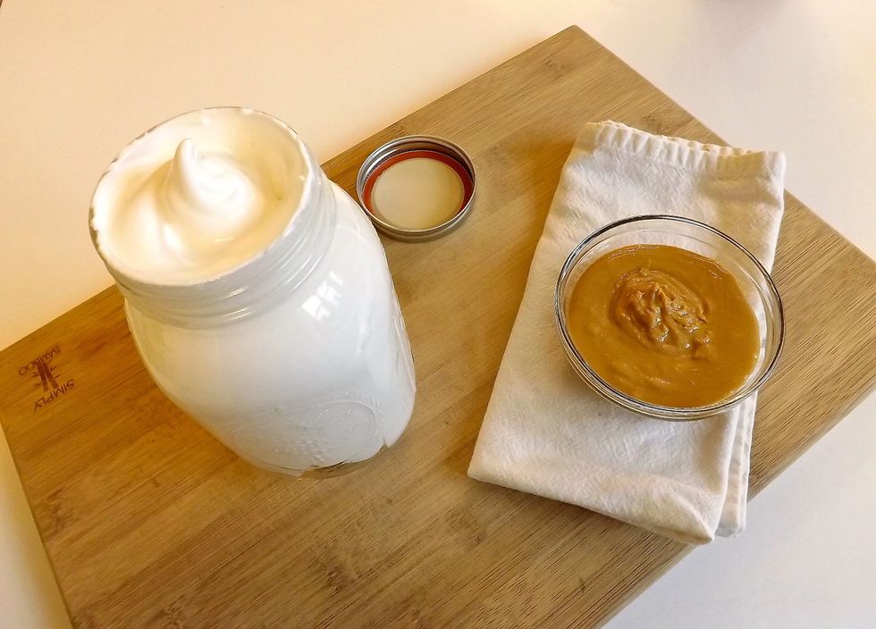 Now you are ready for one great sandwich or dare I say hot cocoa? Hope you enjoy! For exact ingredient amount go to http://frommeat2roux.com/2014/12/09/homemade-marshmallow-fluff/