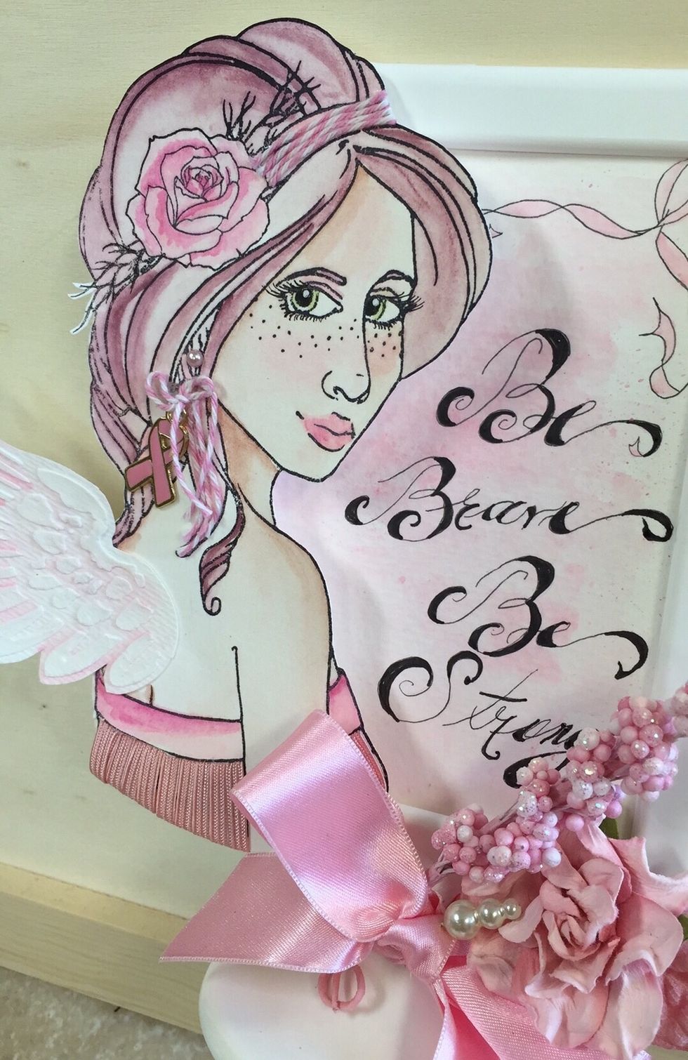 Now you are ready to put it together. Adhere to the frame, tie a bow and add your sentiment!