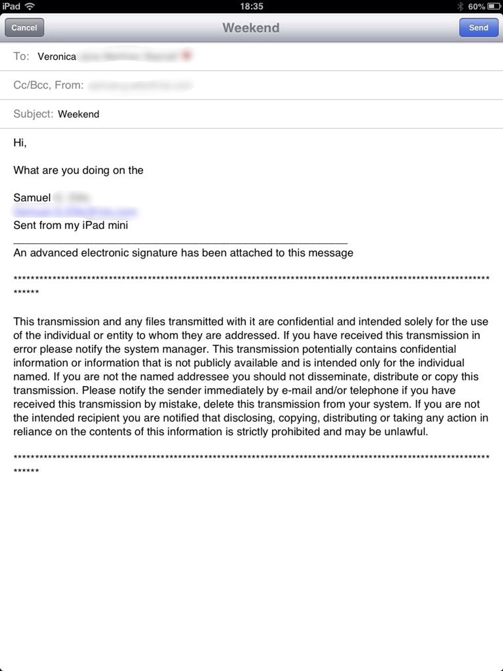 Now you can complete your email.