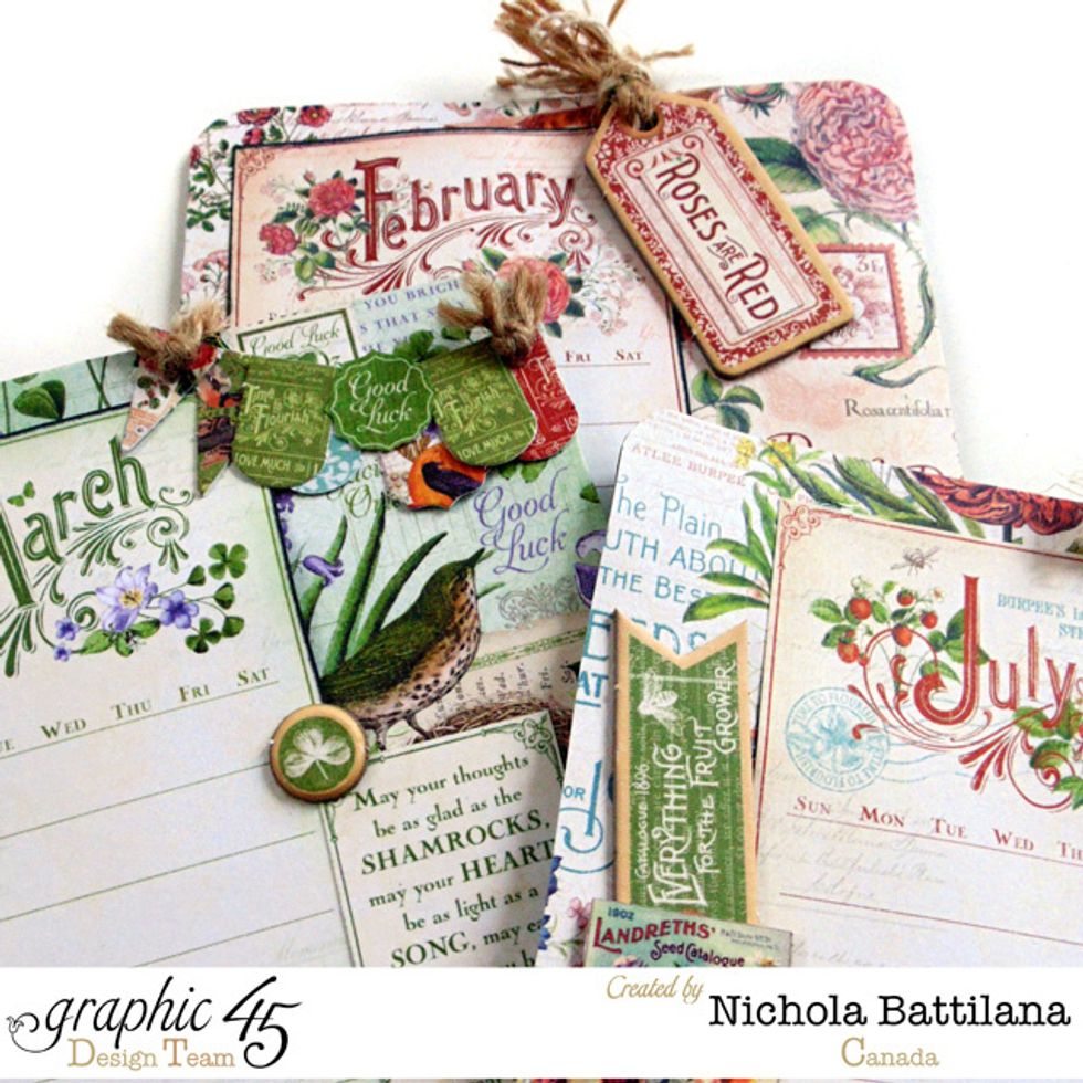 NOW you can embellish each month. Use the monthly 'Cut Apart' elements, matching chipboard, banners or stickers! Avoid heavy embellishment in the top corners.