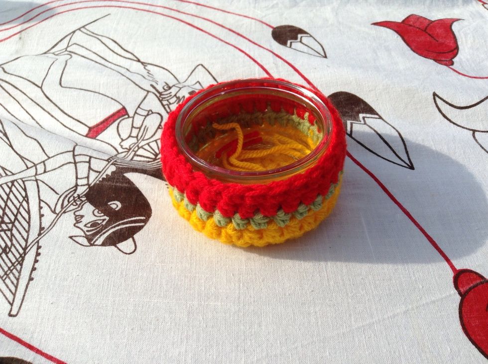 Now you can go crazy and fill it with whatever you can fit in it. I added a few yarn scraps for this photo op. \ud83d\ude0a