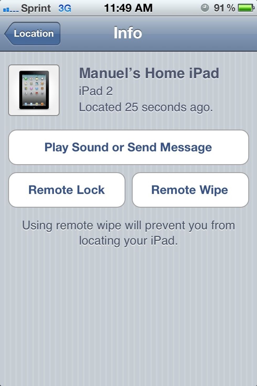 Now, you can remotely lock or wipe the data from your lost iDevice. A message can also be sent to the device indicating that it is lost or that secret iDevice ninjas will arrie shortly to retrieve it!