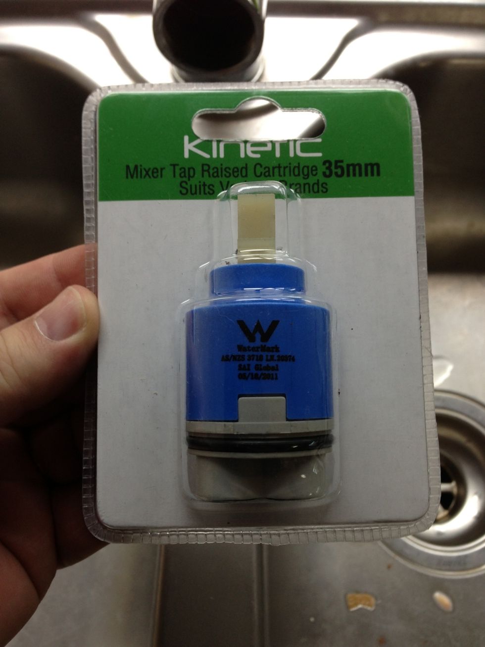 Now you can replace with a new cartridge. They usually come in 2 sizes 35mm or 40mm if your not sure, take your old one to a pluming supplier or hardware store and compare