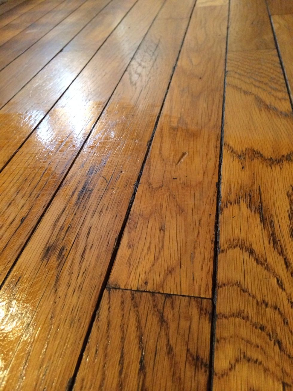 Now you can see the difference between a wet and a freshly dried 100+ year old hardwood floor cleaned with a 100% natural TEA cleaner.   SO HARMLESS YOU CAN DRINK IT!!!