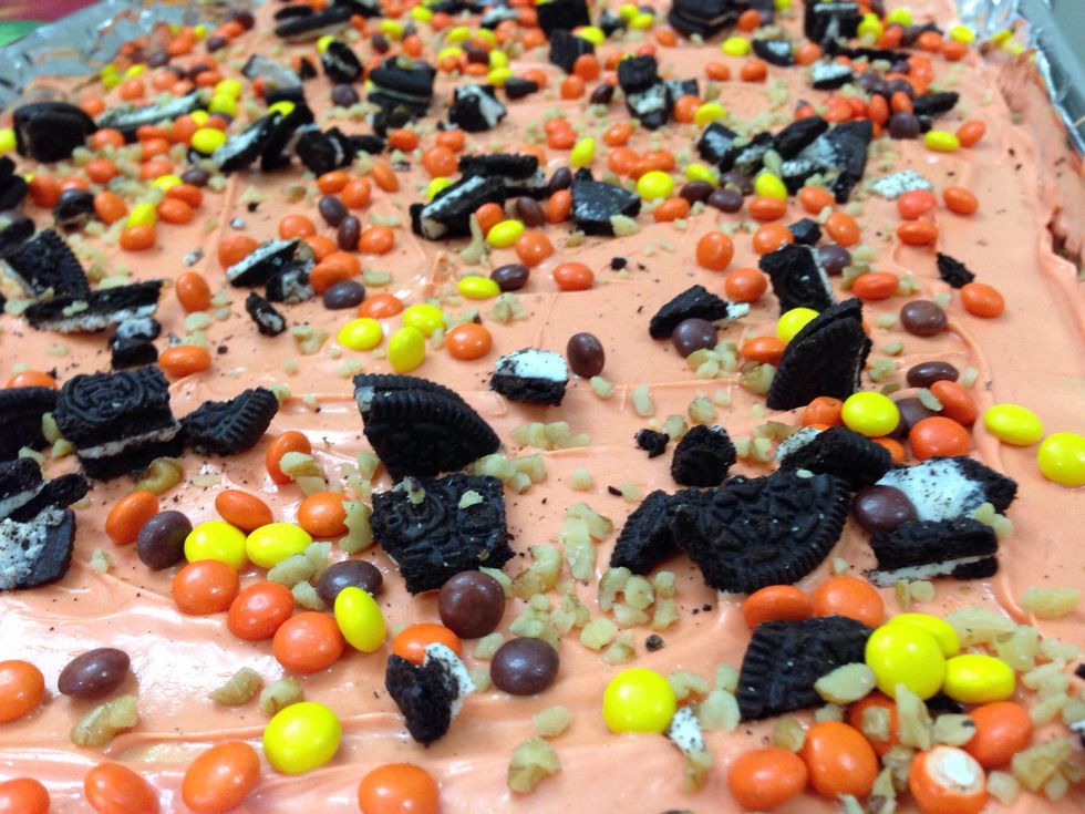 Now you can spread the toppings. Add as much or as little as you like!