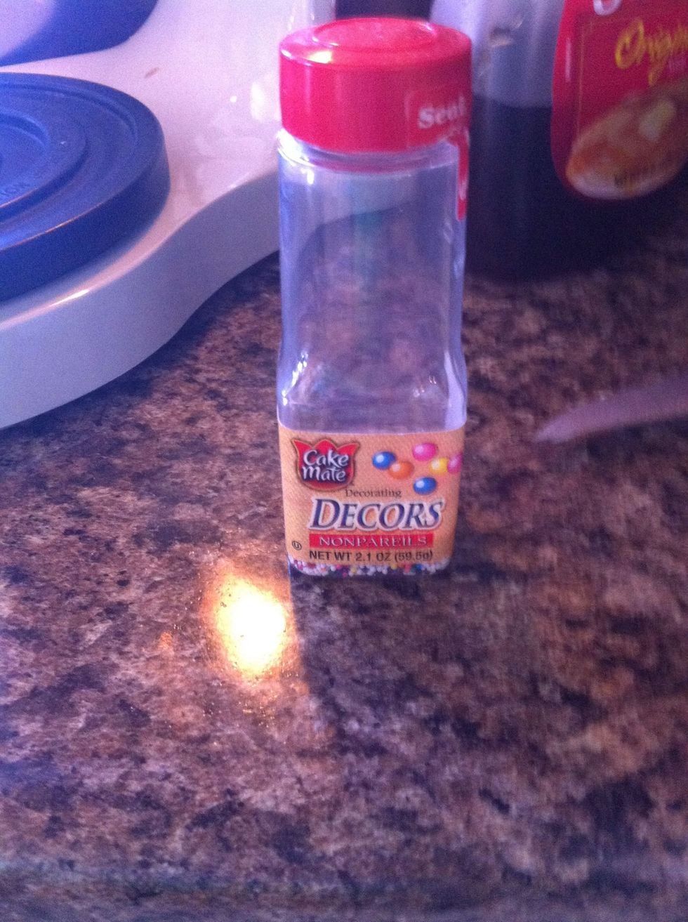 Now you can take your sprinkles and put them on the top. It really doesn't matter how much you use or what kind you use.
