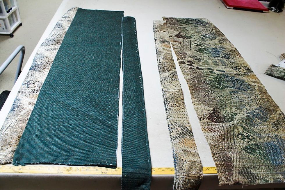 Now you can use the altered pieces as your pattern for your new cushion.