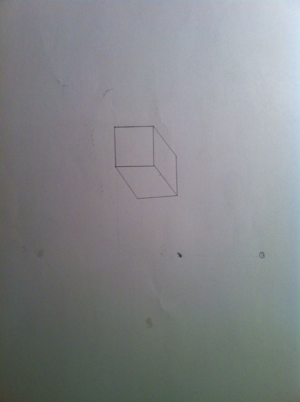 Now you draw a vertical line with your ruler from the sun to where your 3D floor should begin.