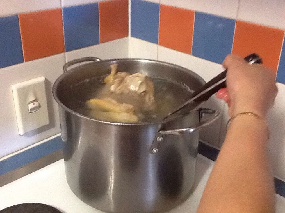 Now you get a pot of hot water to boiled it for a little bit