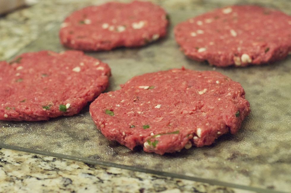 Now you have even burgers ready to grill also make a thumbprint in the middle for even cooking and stops it from plumping up  picture from computer