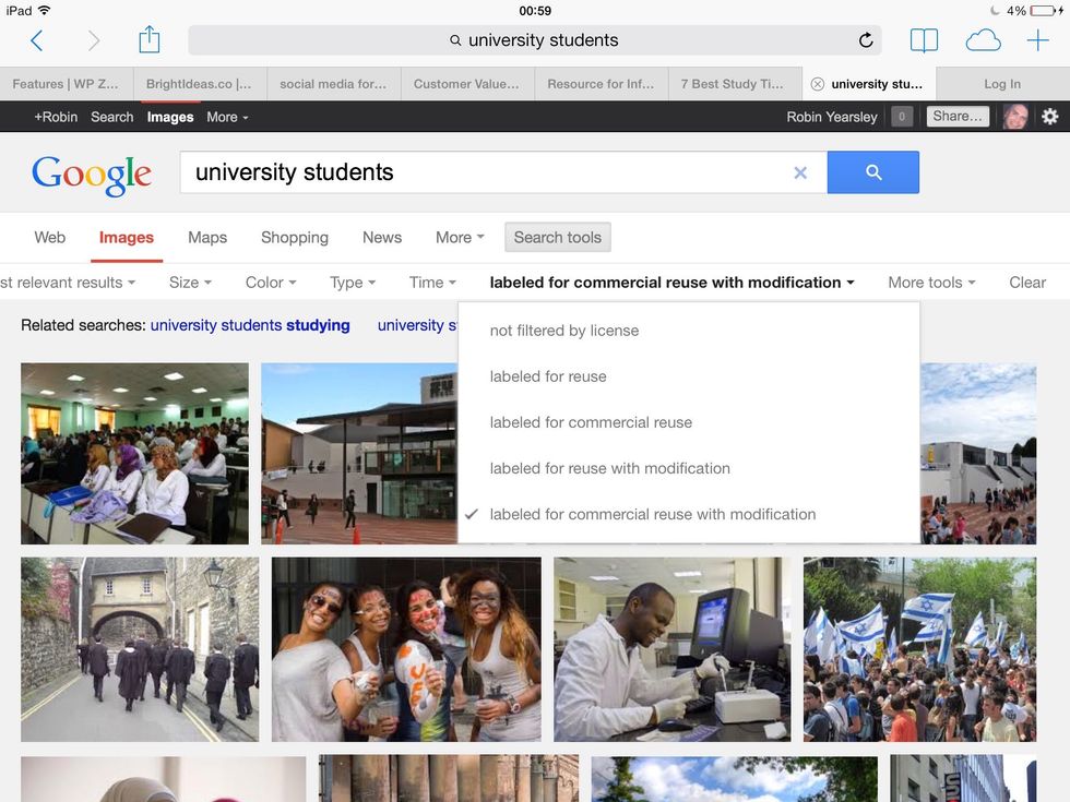 Now you have your source article, the next thing to do is find a Creative Commons re-use with modification image. This will be added to your draft. Visit google images, select 'the option above...