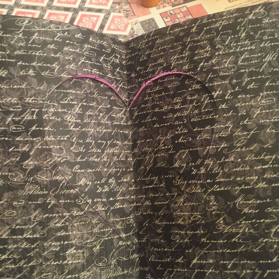 now you look like this! I decided to go ahead and cut another heart inside of the first heart- but cut the entire heart