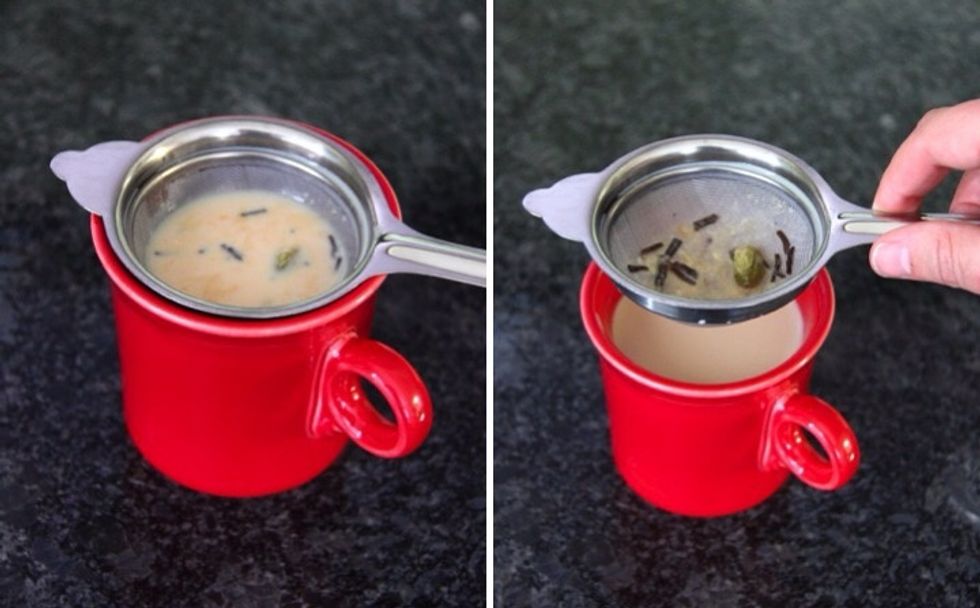 Now you must strain it so all of the ingredients that we added to enhance the taste won't annoy you while you're drinking it.