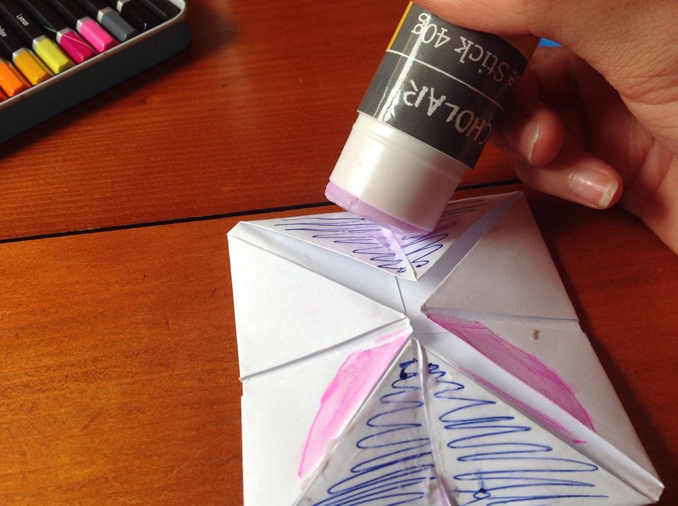 Now you need to fold it to this position and start putting the glue down.