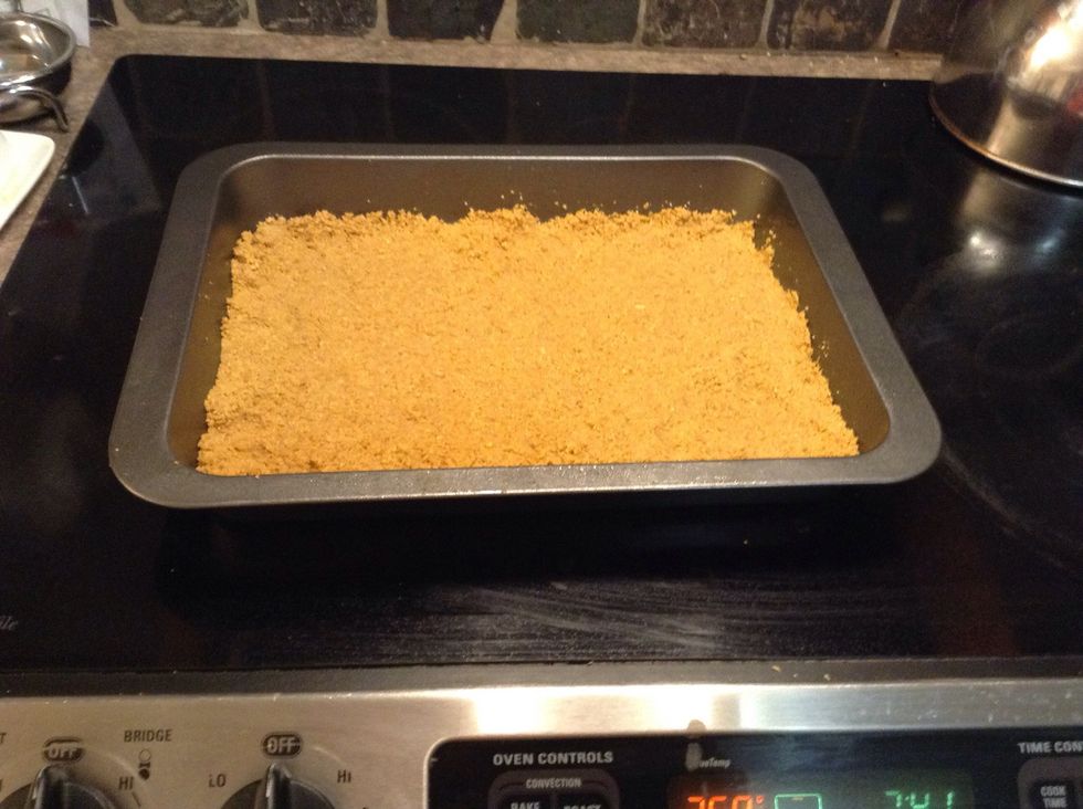Now you poor the mixture in the pan and press down with your fork. This will now make the bottom of your major bars!\ud83d\ude40