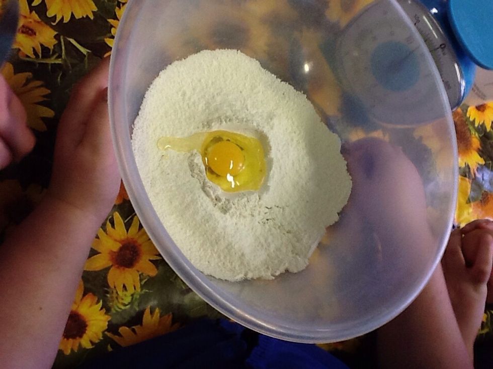 Now you pour the eggs in to the hole that you made before this.