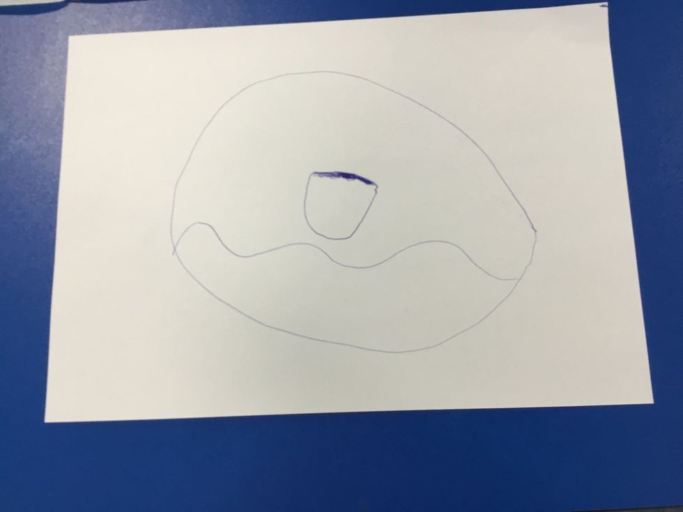 Now you put some frosting draw a squiggly line from the left side to the right side