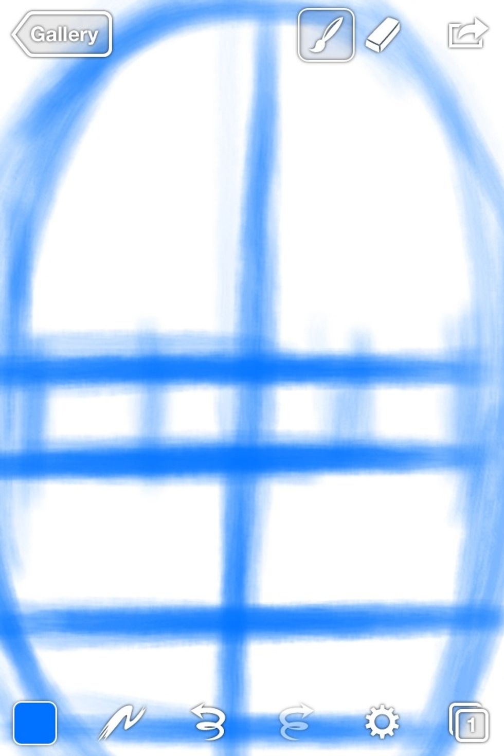 Now you're going to create guidelines for the eyes. Keep in mind the space between the eyes is equal to one eye. Take two fingers and measure the space. This takes practice.