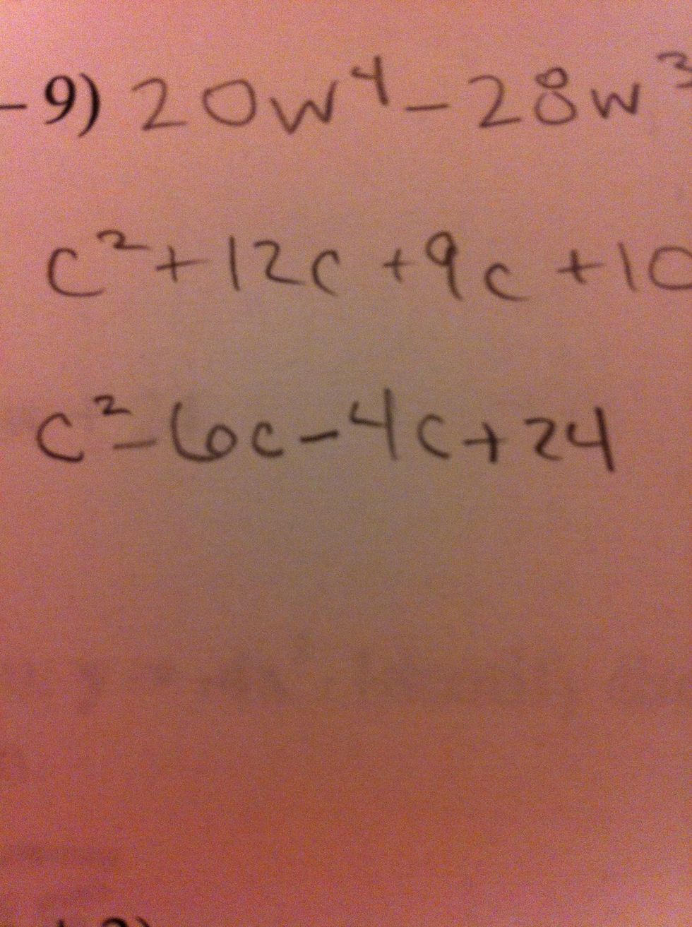 Now you're left with c^2-6c-4c+24 which can be simplified further by combining like terms -6c and -4c