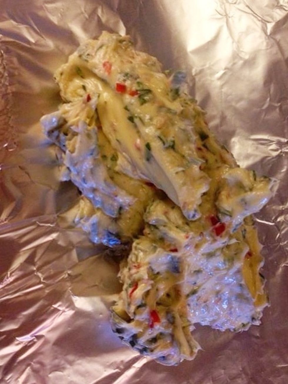 Now you really shouldn't use tin foil but I was stressed and didn't find a baking sheet that I normally use. Roll it and store it cold until you can slice it.