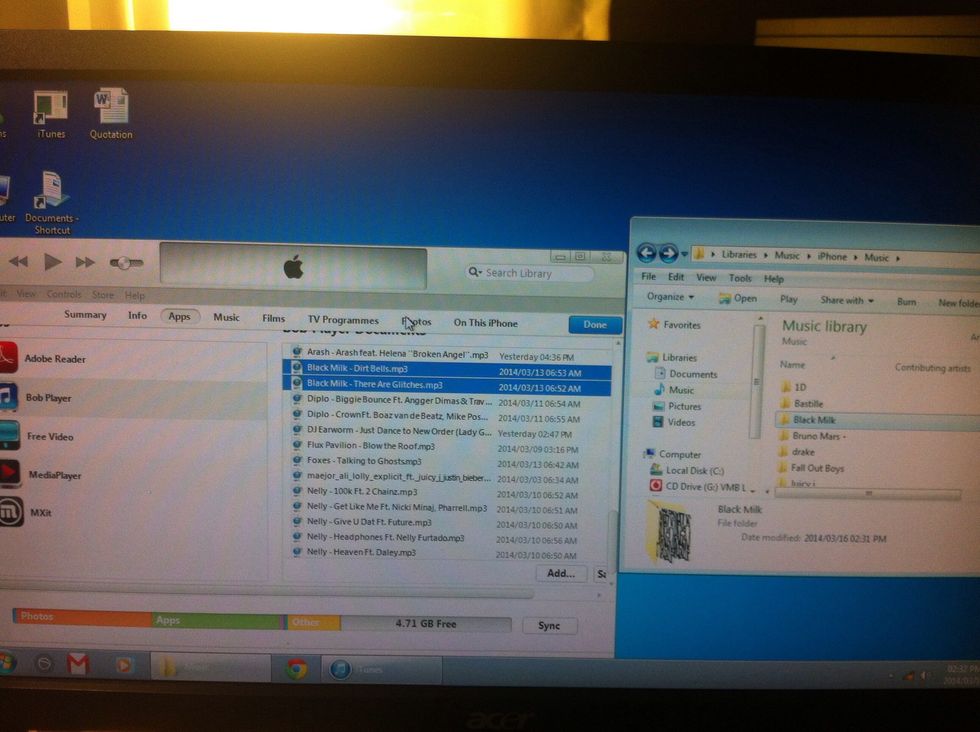 Now you select all the folder you have created and drag it onto your itunes music albums.(if you still had itunes on your apps folder.you should go to all the general music on itunes.you'll see covers