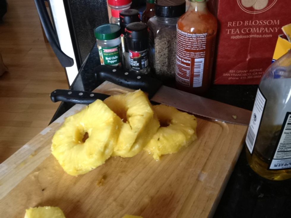 Now you should have a set of slices with the core removed. You could stop here if you want to grill the pineapple.