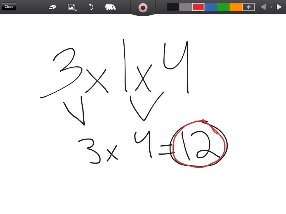 Now you take 3x1x4 which equals 12.