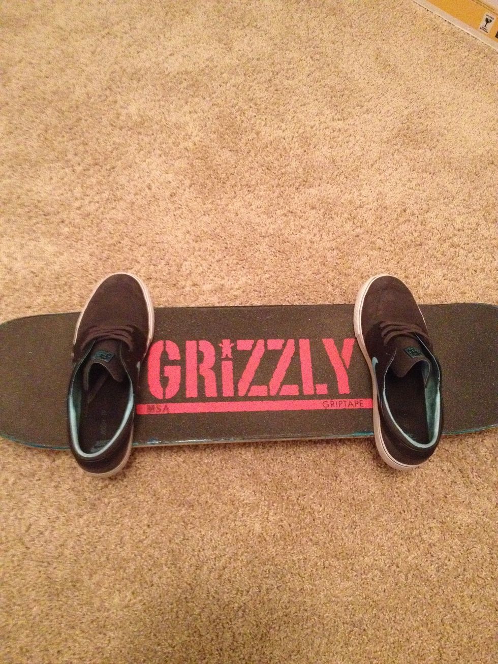 Now you want a soft surface in front of you. Land on the board with both feet. (Carpet or grass)