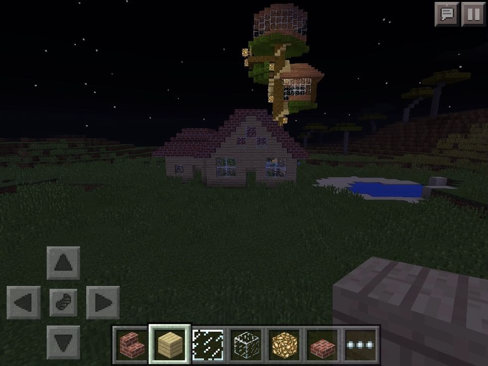 Now you want to add windows up top and stairs going upside down on the front of the house
