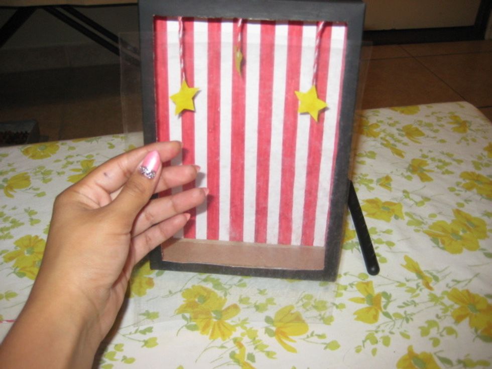 Now you want to cut your clear plastic from your old binder with the same measurements used for your red and white paper.