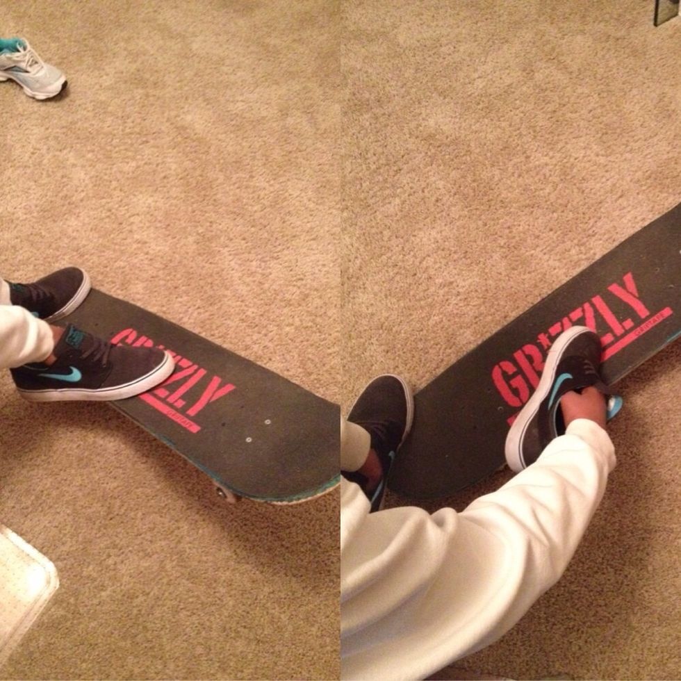 Now you want to pop like an Ollie, and shove the board like a Shove it.