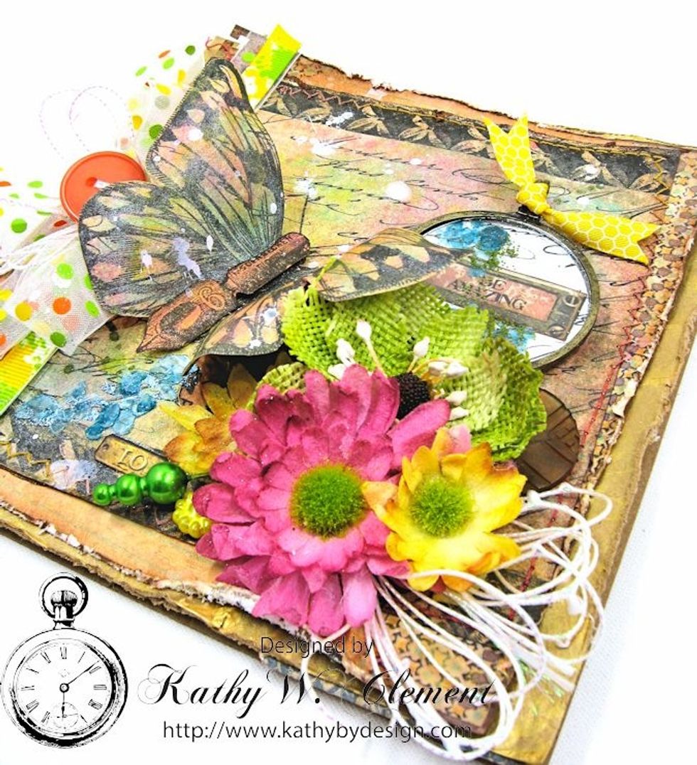 Now your gorgeous Mixed Media Butterfly card is complete and ready for gifting!  Thanks for joining me!  Visit me at http://www.kathybydesign for more ideas and inspiration. Now go get your craft on!