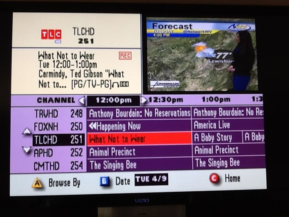 Now your recorded show appears red in the guide. You can push the guide button again to exit the guide.