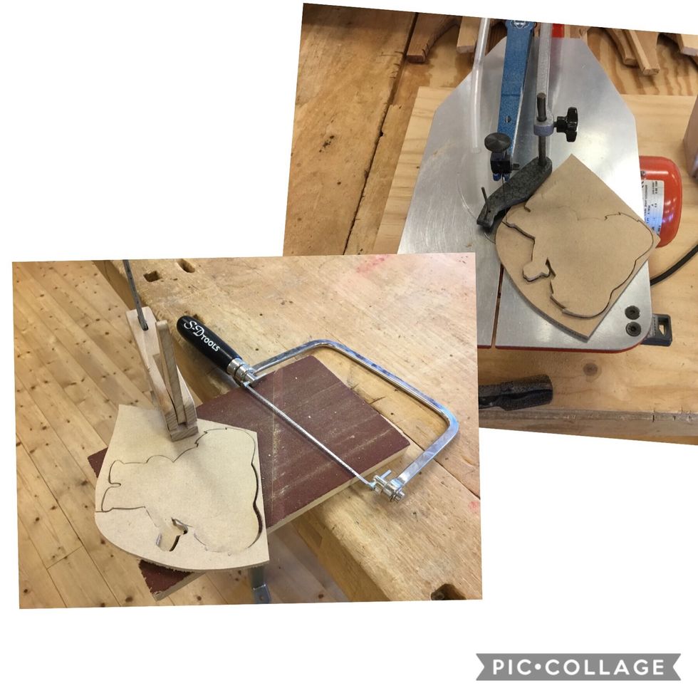 Nu s\u00e5gar du ut formen med hj\u00e4lp av en konturs\u00e5g som du drar f\u00f6r hand och en el-figurs\u00e5g.