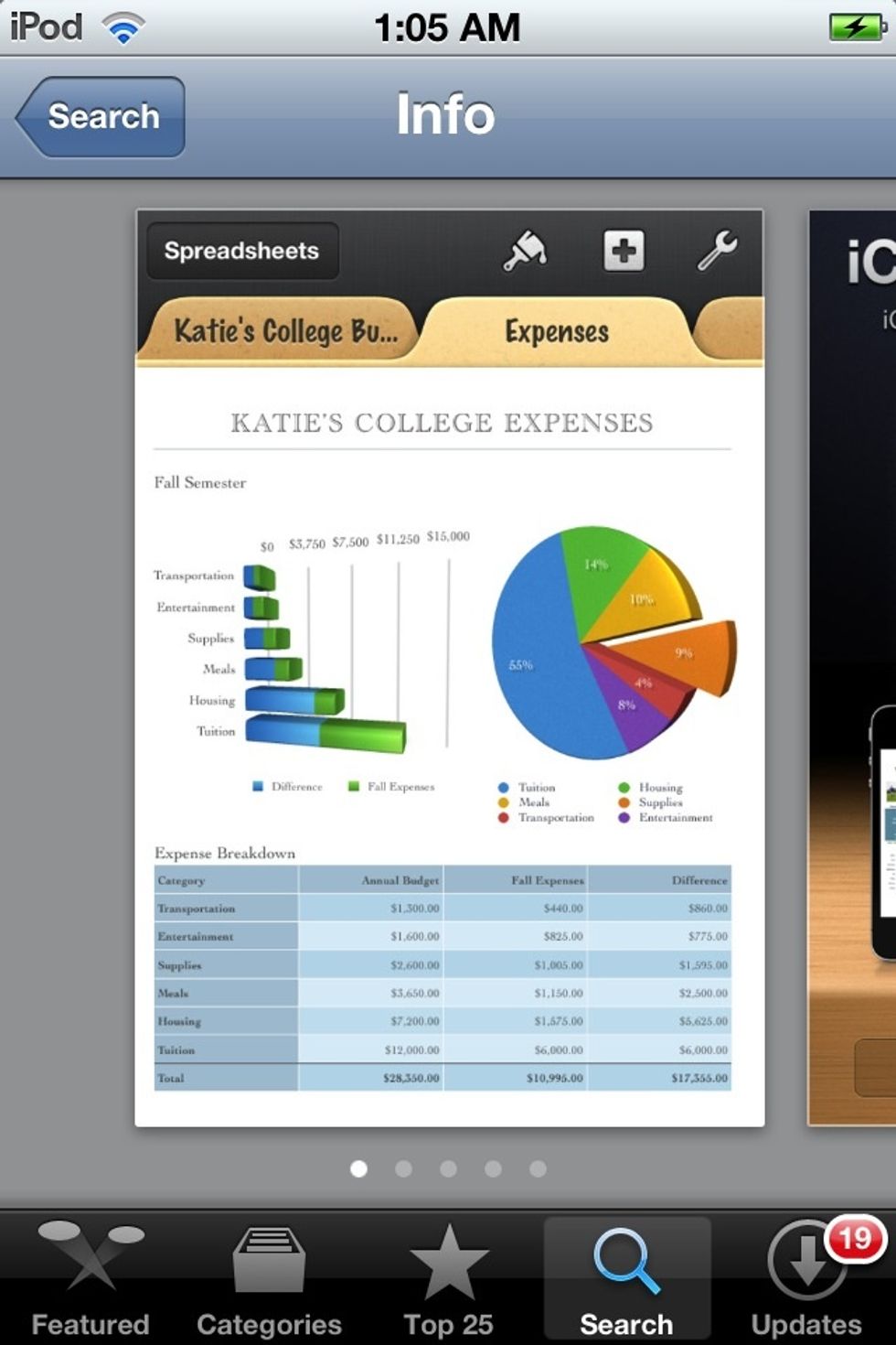 Numbers is a beautiful spreadsheet making app for IOS. This is Apple's ''Excel."