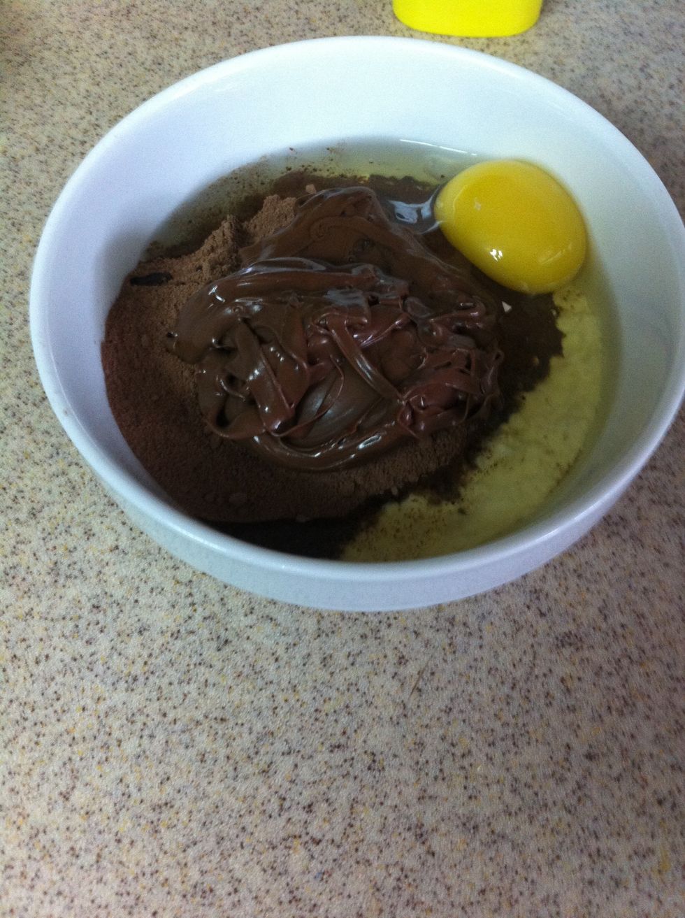 Nutella 2 TeaS and 1 egg! I forgot to mention the egg in the beginning! Sowwy