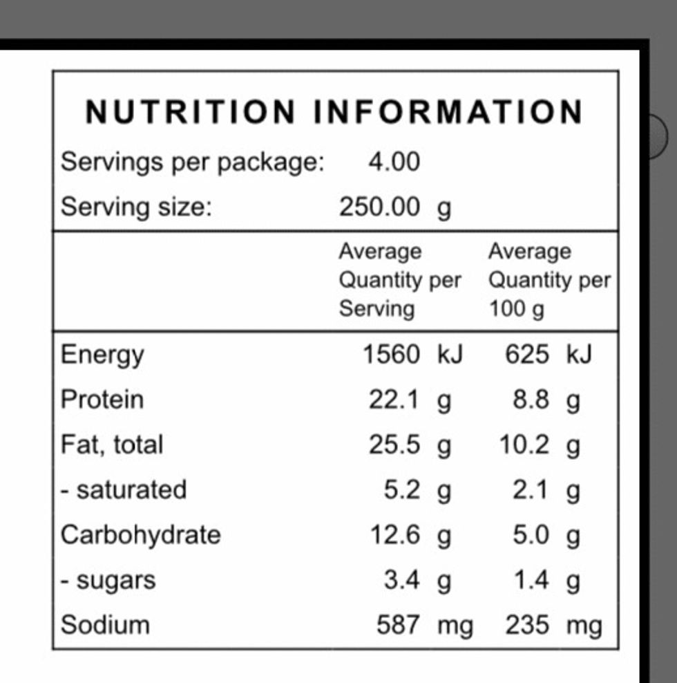 Nutritional information