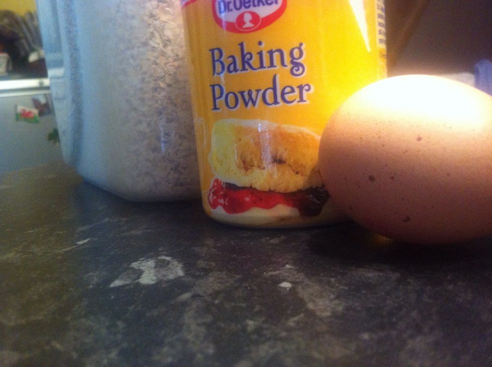 Oat, baking powder, egg