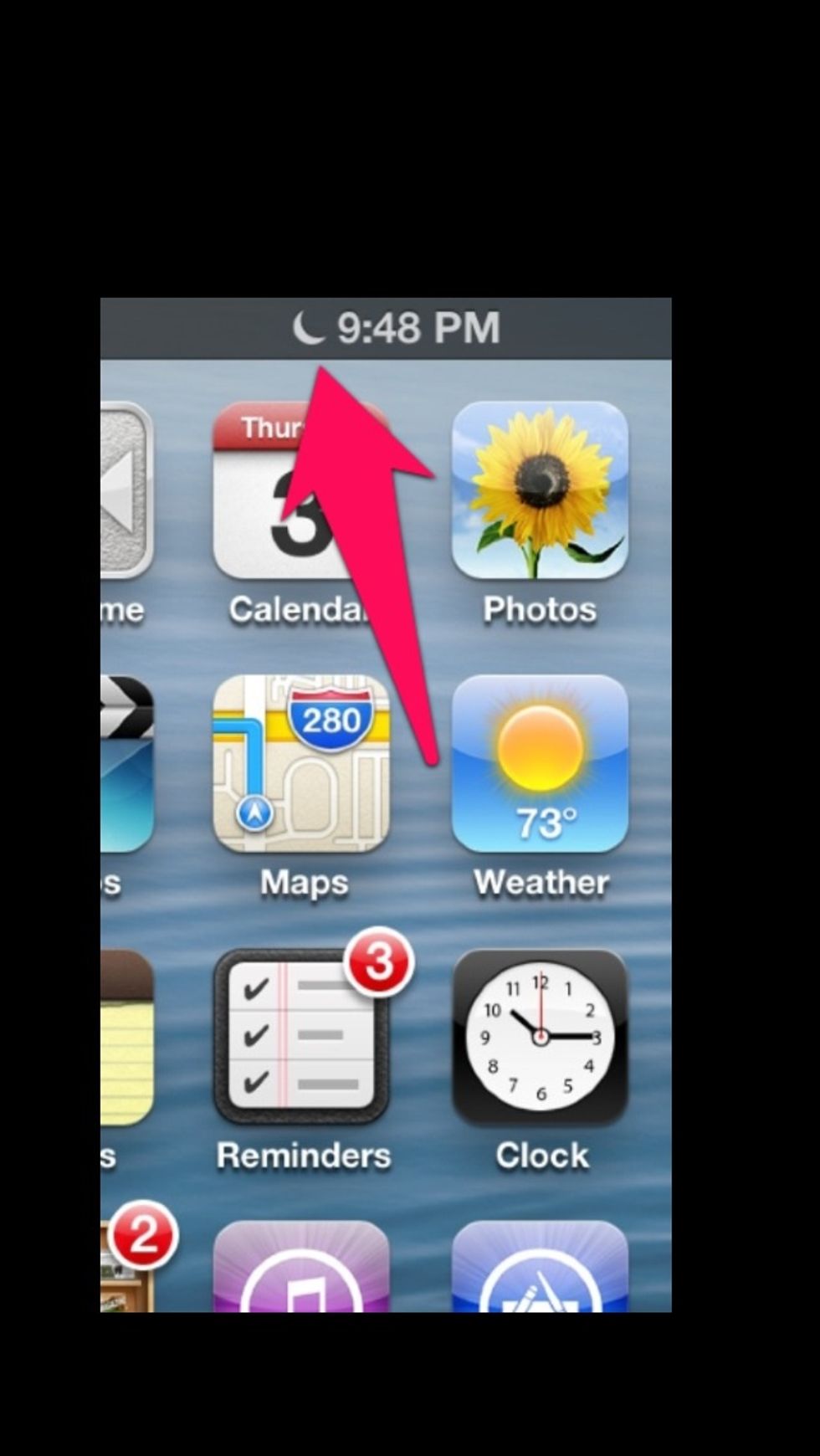 Oh, by the way, when "Do Not Disturb" is on, you will see a little crescent moon next to the time. Yay!