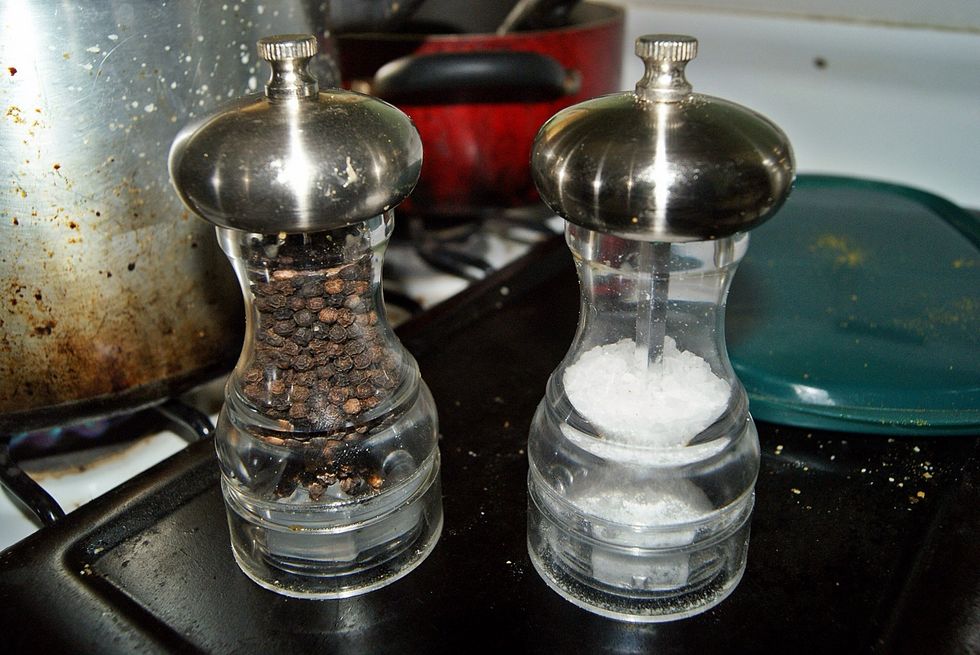 Oh yeah... Salt and black pepper to taste. What does that mean anyway? To taste. It's food. Everything is to taste. But anyway...