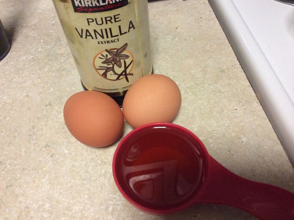 Oil, egg whites, and vanilla one at a time into the mixing bowl