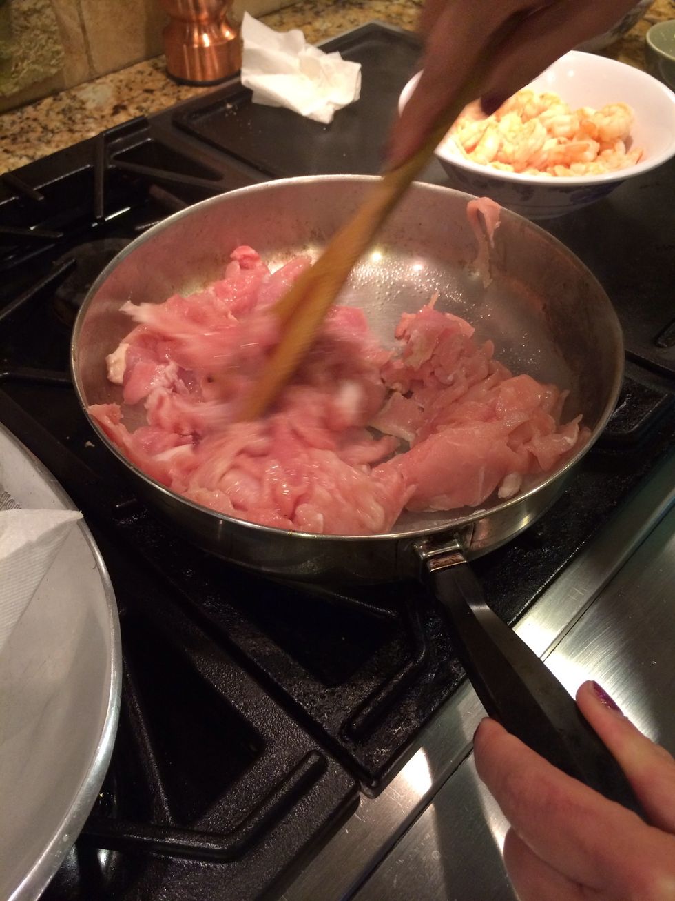Oil pan and cook pork on med-high heat.