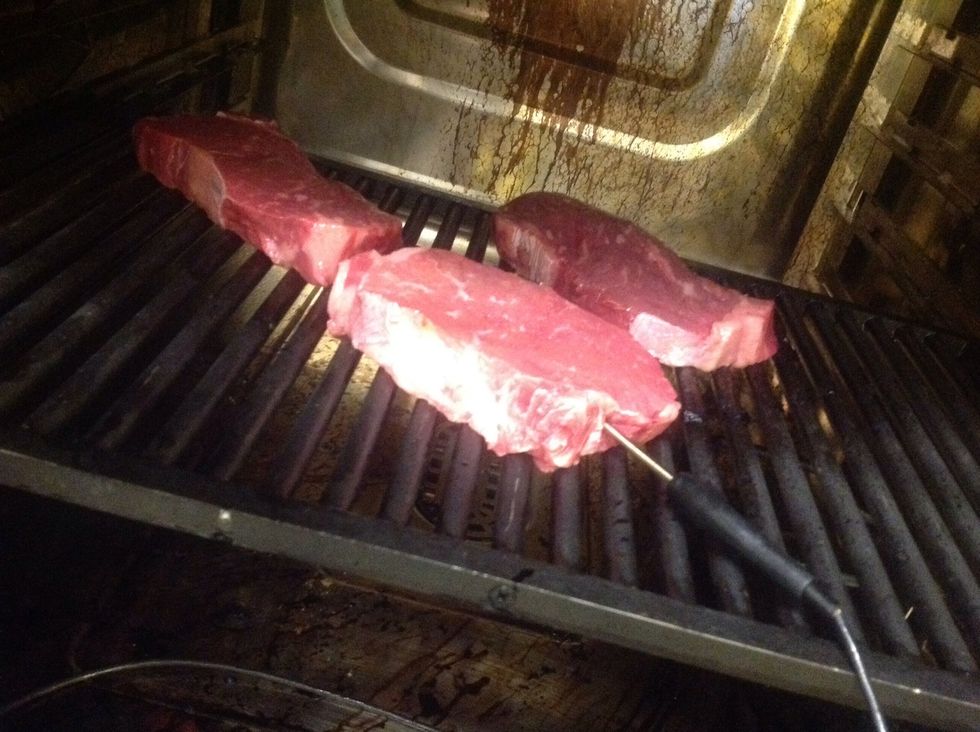 Oil, then probe and place onto the grill