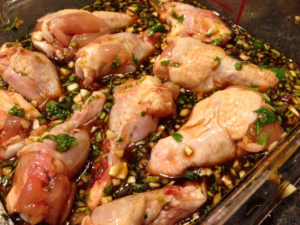 Ok, here's the chicken wing version. Same marinade and process.