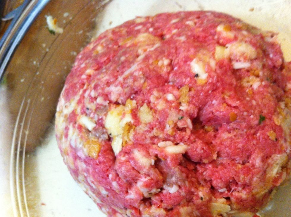 Ok. Here's your meatball. You're done! ...Just kidding! Here's where the artistry comes in. Pinch a bit of meat to make a golf ball sized meatball.